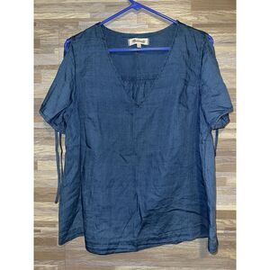 Madewell Indigo Tie Sleeve Top size Medium #333